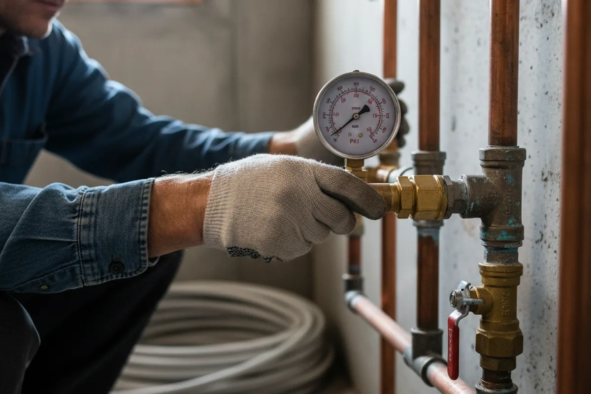 Pressure testing a repaired line during Water Line Repair in Hallstead